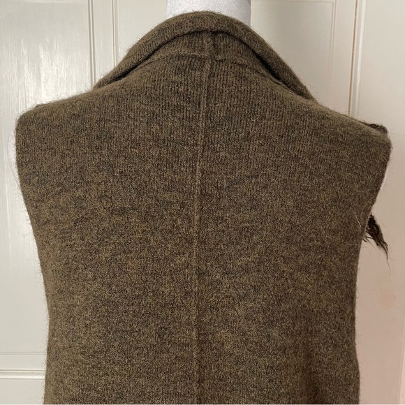 Aritzia Fei Fei Alpaca Blend Sweater Wilfred Free Green Small Boho Wool Fringe - Picture 8 of 15